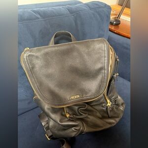 Vintage Tumi Black Leather Backpack